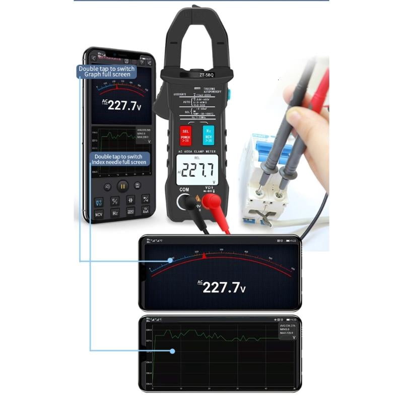 CEORPER Digital Clamp Meter 6-600V 600A Current True RMS Ammeter Pliers Multimeter