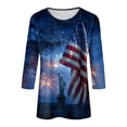 thumbnail image 5 of GEWSEY 3/4 Length Sleeve Womens Tops Casual Loose Fit Crewneck T Shirts Cute Solid Three Quarter Length Tunic Tops (Navy, XXL), 5 of 8