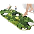 thumbnail image 4 of Cute Green Moss Bathroom Runner Rug Long Rectangular Boho Aesthetic Leaf Leaves Bath Mat Shaggy Non Slip Absorbent Shower Mat Decor, 4 of 5