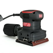 Hyper Tough 2 Amp Corded 1/4 Sheet Palm Sander with Dust Bag, Vacuum Hose Adapter, Punch Plate & 3 Sanding Sheets, New Condition