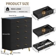 thumbnail image 6 of Cyehnenx Black 5 Drawer Dresser Tall Chest of Drawers for Bedroom & Closet Island with Glass Top & Jewelry Storage & Glass Dresser, 6 of 10