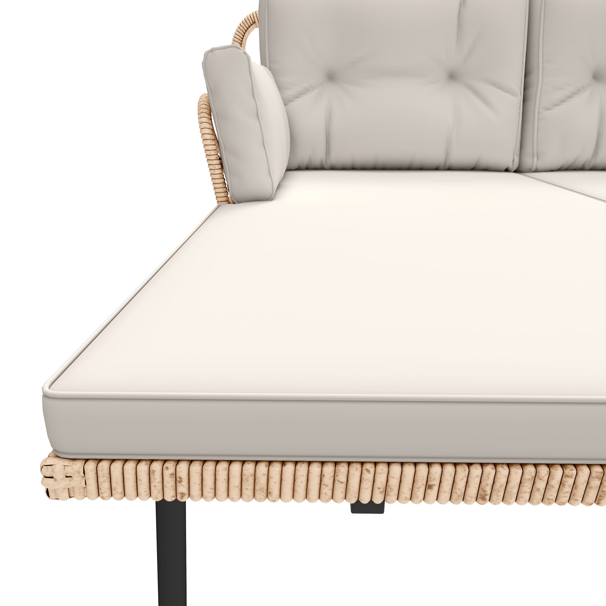 Uforic 3-Piece Patio Furniture Set, Indoor Outdoor Wicker Conversation Set of Sectional L-Shaped Sofa with Cushions and Coffee Table, Beige