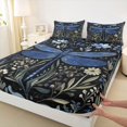 thumbnail image 3 of Feelyou Blue Dragonfly Animal Full Size Sheets, Hippie Flower Plant Bed Sheets, 4-Piece, 3 of 7