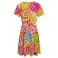 thumbnail image 5 of Candy Pattern Rainbow Lollipop Dress Summer Street Style Dresses Female Short Sleeve Printed Sundress, 5 of 7