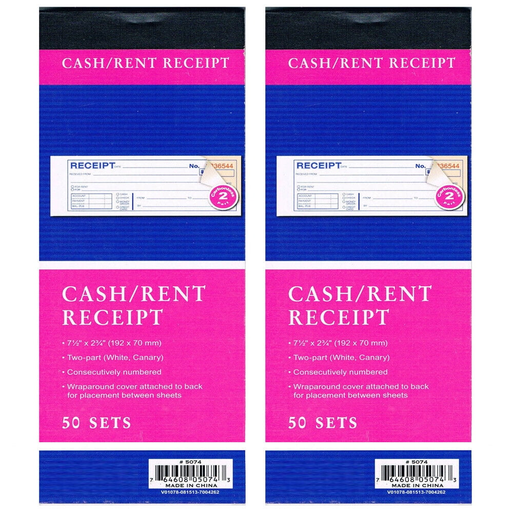 2 Cash Rent CARBONLESS Receipt Book 2 Part 50 Set Money Record Booklet ...