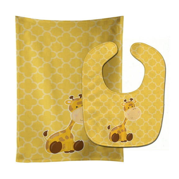 Giraffe Baby Bib and Burp Cloth