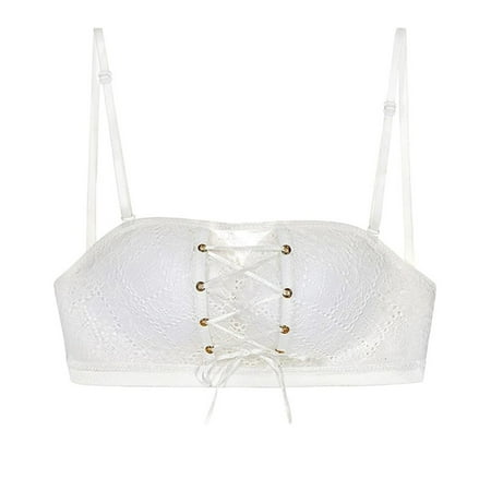 LARUYEKO Women Solid Lace Strapless Stealth Bra Wire Bra Bandage Brassiere Underwear Brief Pack Gents Underpants Lace Underwear for Women Sexy Set Lace up Crop Top Set Boudoir Lingerie Set Lace Lace