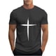 thumbnail image 1 of Camisetas de Manga Corta para Hombre Camiseta de Cuello Redondo Deportiva de Impresión Casual, Blusa de Mezcla de Poliéster de Algodón para Uso Al Aire Libre, Diario Y de Primavera de Verano, 1 of 4
