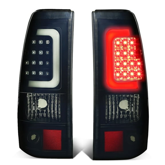 DNA Motoring For 03-07 Chevy Silverado GMC Sierra LED Tube Bar Tail Light Brake Lamps Pair Black Smoked