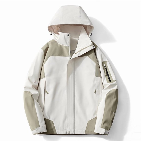 Aimik Womens Color Block Hooded Jacket Casual Lightweight Outdoor Windbreaker Sports Jacket with Front Zipper