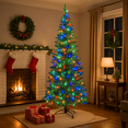thumbnail image 6 of 6Ft/7.5Ft/9Ft Pre-Lit Artificial Flocked Pencil Christmas Tree, Xmas Tree with LED Lights, Slim Artificial Holiday Trees, Christmas Decorations for Office, Home, Holiday, 6 of 8