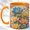 Orange, variant on Lotus Floral Accent Mug, 11oz Ceramic Coffee Cup for Flower Lovers