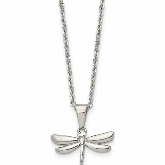 Stainless Steel Polished Dragonfly 22In Necklace Made In China -Jewelry By Sweet Pea