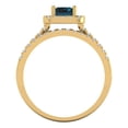 thumbnail image 4 of Clara Pucci 14K Yellow Gold Emerald Cut 1Ct Natural London Blue Topaz Engagement Ring + Matching Band - Luxury Box Included, 4 of 7