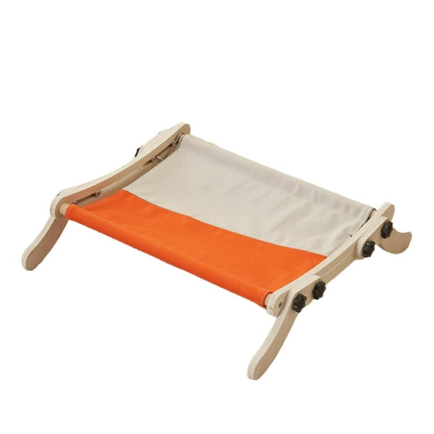 Hamaca para gato con ventana para gato, duradera con marco de madera, cama para gato que ahorra espacio, salón para gatito, gato, siesta, tomar el sol gris naranja