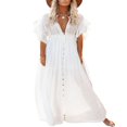 thumbnail image 1 of AMERTEER Women‘s Dress Knot Breasted Smock Backless Robe Sun Proof Clothes, 1 of 4