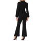 thumbnail image 3 of INSPIRAR CHIC Mono Elegante para Mujeres de Manga Larga Cintura Alta Pantalones de Campana Mono M Negro, 3 of 6