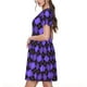 thumbnail image 2 of Fotbe purple argyle Vestido Largo de Moda para Mujer, Vestido Tipo Camiseta con Manga Corta y Estilo Casual a Rayas y Bloques de Color, 2 of 6