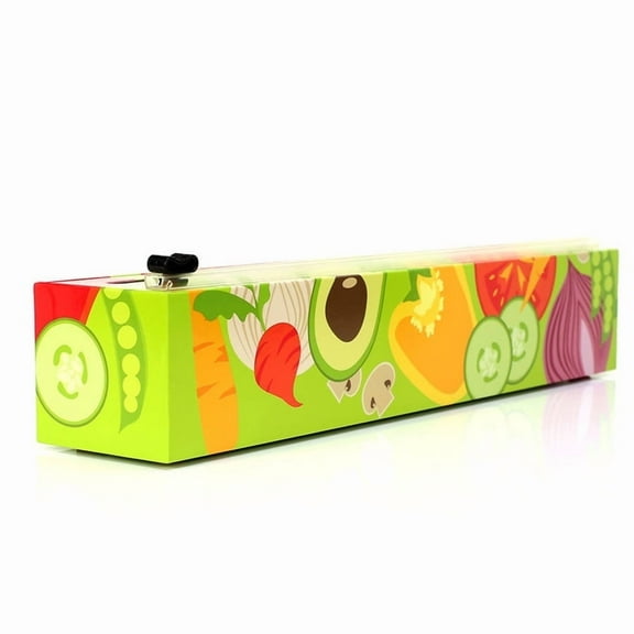 ChicWrap Veggies Plastic Wrap Refillable Dispenser with 12" x 250' Roll of Professional Grade Plastic Wrap