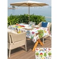 thumbnail image 5 of Outdoor Tablecloth with Umbrella Hole for Patio/Picnic/Party/Camping, Children's Day Waterproof Table Cloth Rectangle Table Cover Washable, Cartoon Painting Rainbow Rocket Butterfly (60"x 102"), 5 of 8