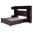 thumbnail image 5 of Full Size Bed Frame with Bookcase Headboard & 4 Drawers, Captains Bed with Charging Station, Wood Storage Bed for Kids Teens Adults, Espresso, 5 of 9