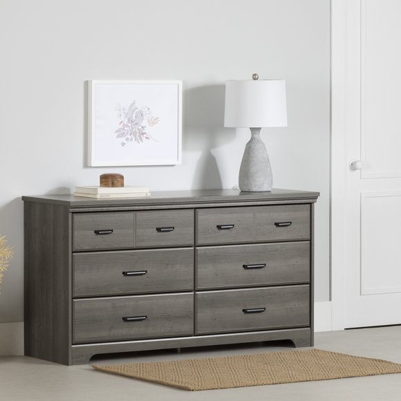 South Shore Versa 6-Drawer Dresser for Adult, in Gray Maple