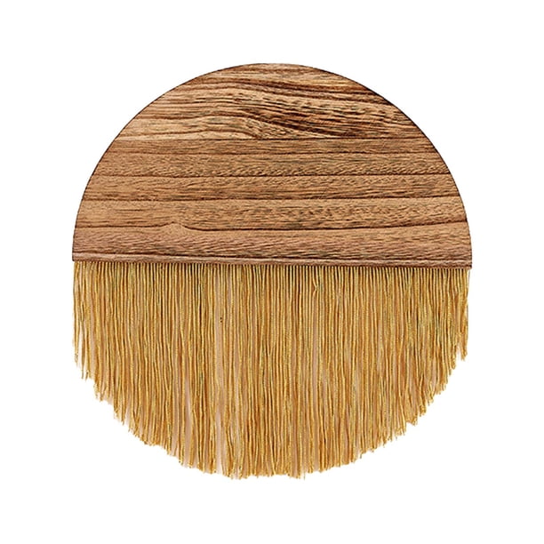 Tapiz de pared de macramé, tapiz con borlas, decoración de pared con arte de madera hecho a mano, decoración de pared bohemia para el hogar. Dorado