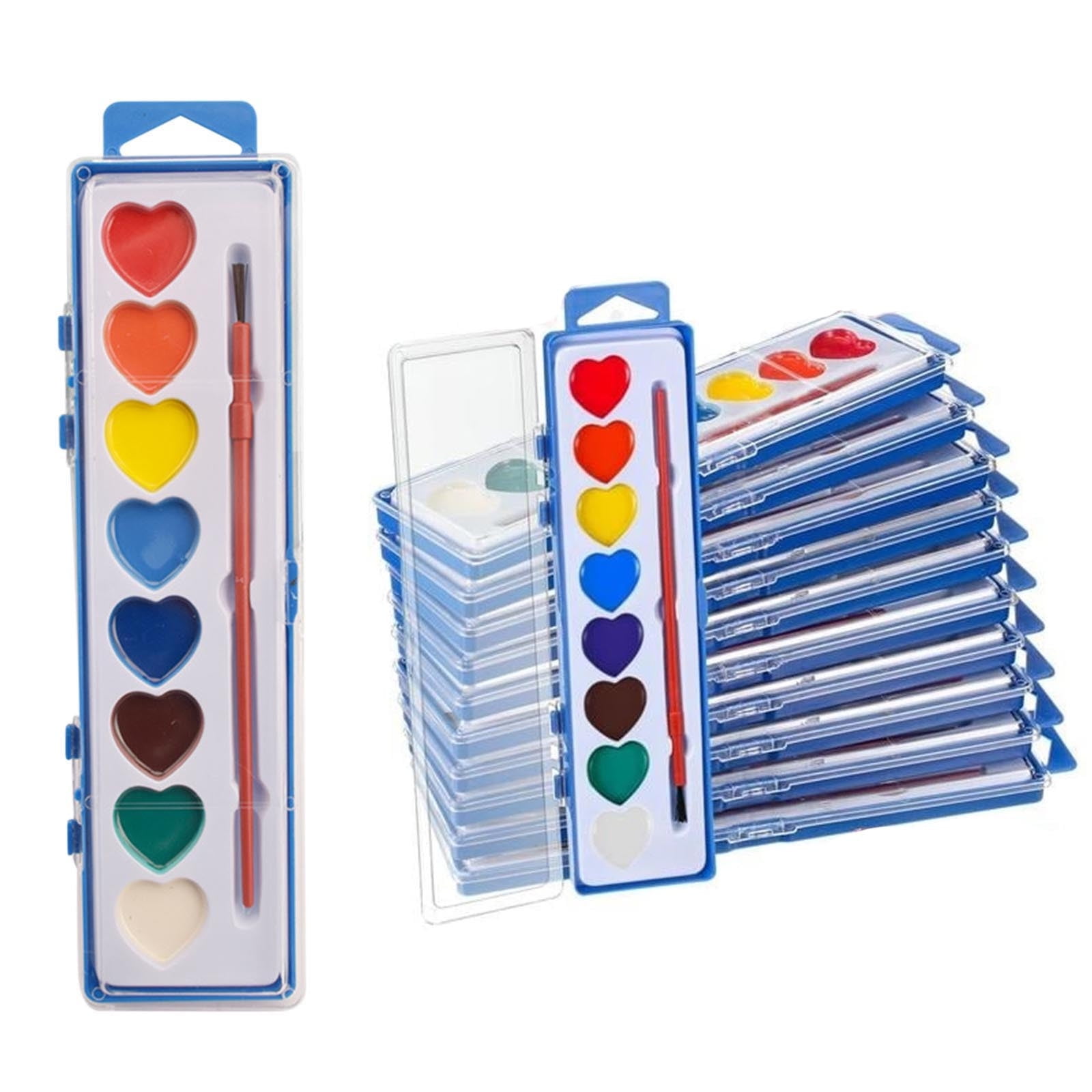 Heart-Shaped Watercolor Painting Set,Art Painting Palette and Paintbrush,Solid Pigment Powder Painting Set,Ideal Painting Tools for Beginners and Professional