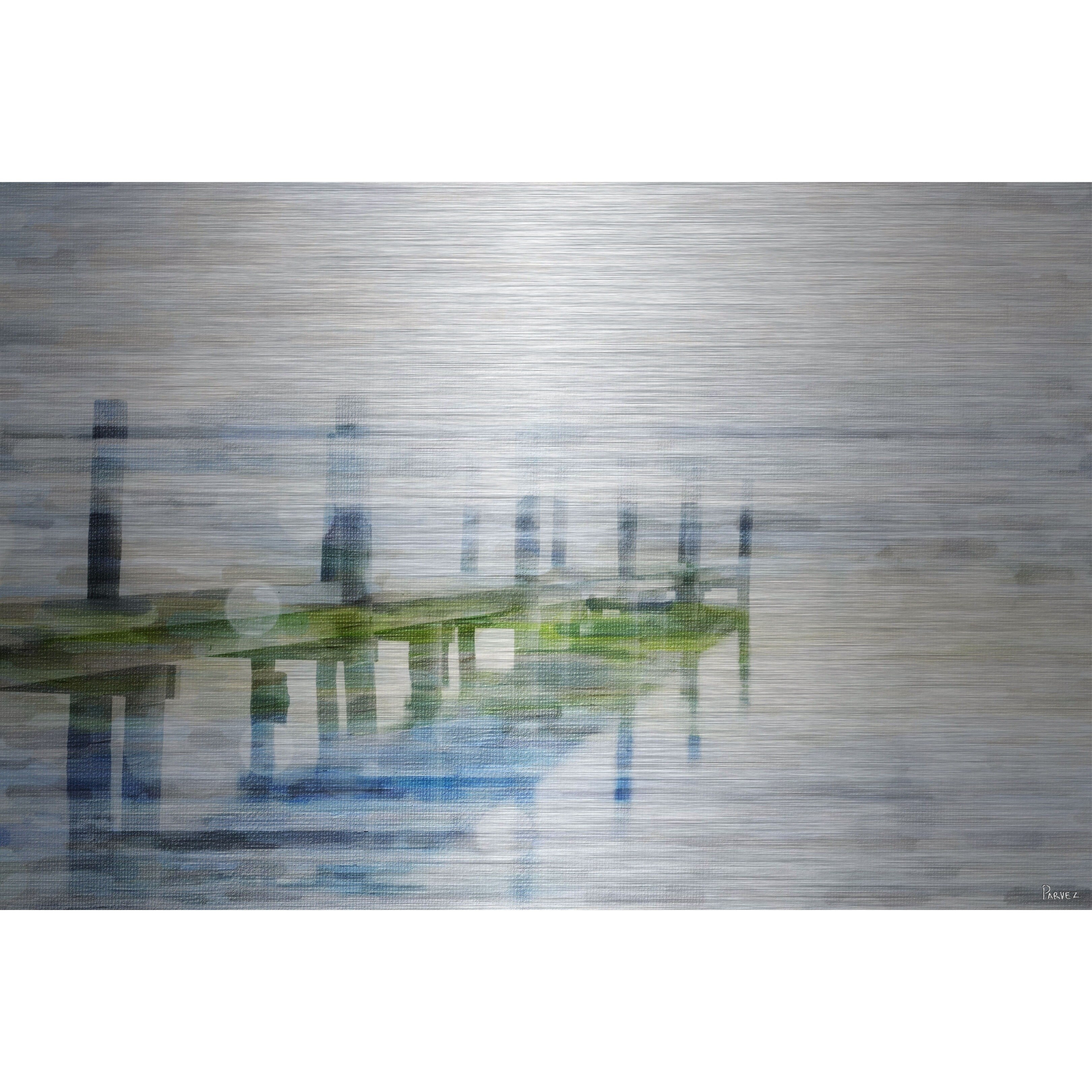 Parvez Taj  'Dock Mist' Painting Print on Brushed Aluminum 24 x 16
