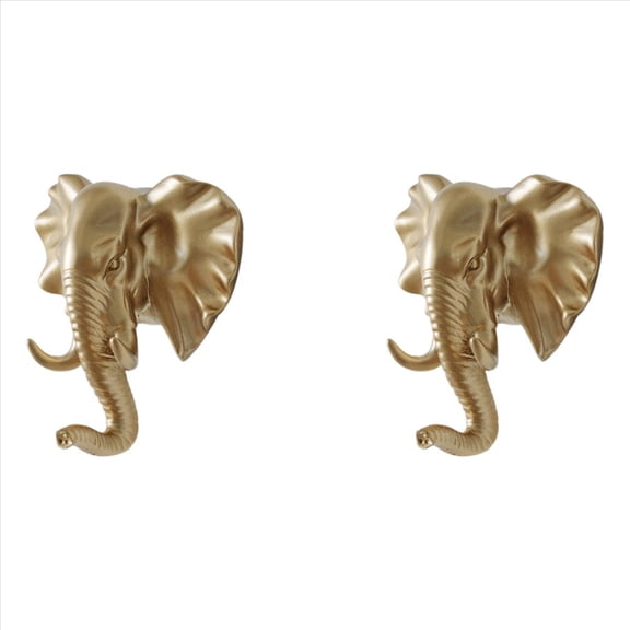 Rollbacks & More 2X Wall Mounted Hooks Animal Head Rack Coat Caps Hanger Horse Elephant Decorative Decor E