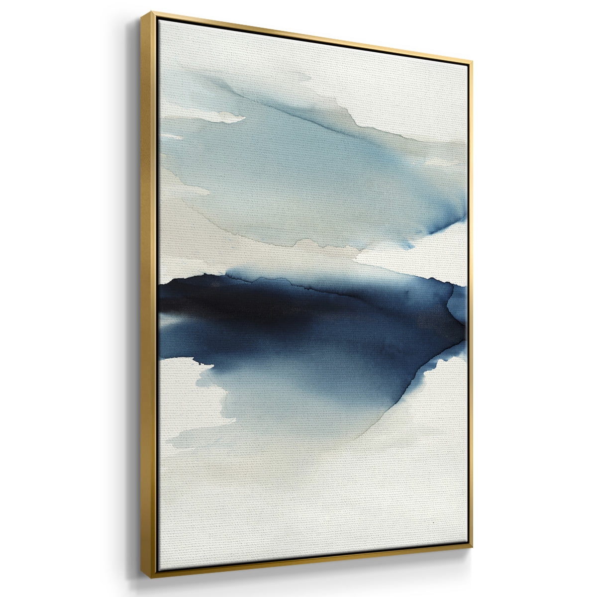 Waves I Framed Premium Gallery Wrapped Canvas - Ready to Hang - 25 x 37 - Gold Floating Frame