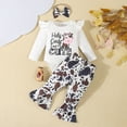 thumbnail image 4 of Baby Girl Clothes Outfit Newborn Going Home Outfit Long Sleeve Letter Cute Cow Print Ruffle Romper+ Floral Pants + Cute Headband Sets for Fall Winter 0 3 6 9 12 18 Months, 4 of 6