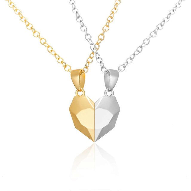 Collar de aleación magnética con forma de corazón de amor de Jinse para parejas, colgante de piedra de los deseos, collar de corazón a corazón, cadena de clavícula con forma de corazón, cadena de or