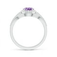 thumbnail image 2 of ANGARA Natural Triple Shank Oval 1.15 ct Amethyst and Diamond Halo Ring in 14K White Gold for Women (Size-8x6mm) | February Birthstone, Anniversary, Jewelry Gift for Women | Natural Amethyst Ring, 2 of 8