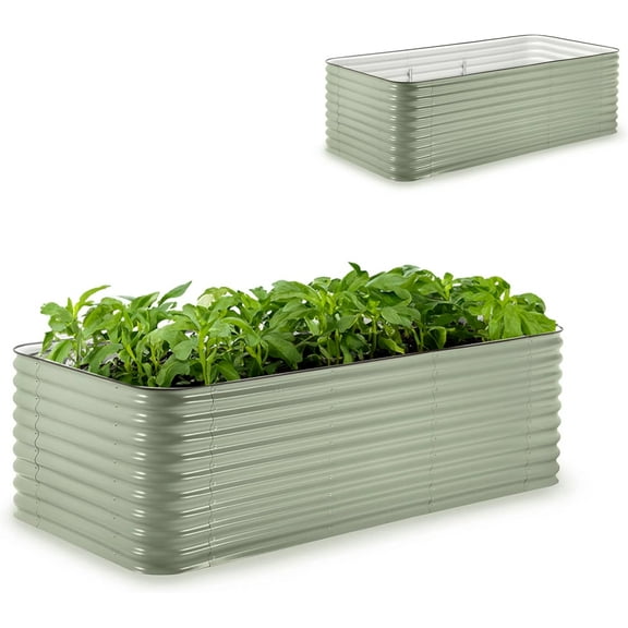 Epic Gardening 5-in-1 Galvanized Raised Garden Bed Kit, 29" Tall Food-Safe Metal Planter Box - Mist Green