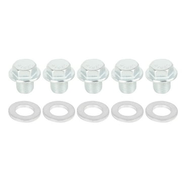 5 Sets M10x1 Metal Vehicle Engine Oil Pan Drain Cap Screw Bolt Plug with Gasket