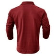 thumbnail image 5 of WREESH Men's Fashion Henley Shirts Solid Color Lapel Button Top Shirt Slim Fitting Long Sleeved Casual Sports Bottom Shirt T-Shirt Top Workout Tops Wine, 5 of 8