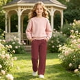 thumbnail image 5 of Plebaso Girls Slim Flare Pants High Elastic Waist Casual Trousers Plain Comfy Bell Bottom Pants with Pockets, 5 of 7