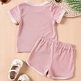 thumbnail image 4 of Girls Summer Clothes Kids Outfits Short Sleeve Crop Tops ＋ Shorts Sets Outfits Kids Sports Tracksuit Cozy Dailywear 3-4 Years, 4 of 9