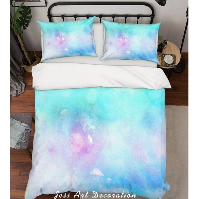 3D Blue Watercolor Quilt Cover Set Bedding Set Pillowcases 12