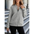thumbnail image 5 of Eytino Womens Jacket Bomber Jacket Casual Zip up Coats Trendy Stand Collar Long Sleeve Jacket with Pockets Gray, 5 of 10