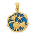 thumbnail image 1 of 14k Yellow Gold Solid Blue Enameled Shell Cluster Charm Pendant, 1 of 2