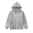 thumbnail image 3 of Caqnni Toddler Baby Boys Little Girls Zip Up Hoodies Kids Unisex Long-Sleeve Light Jacket Sweatshirt Outerwear (A07-Light Gray,11-12 Years), 3 of 6