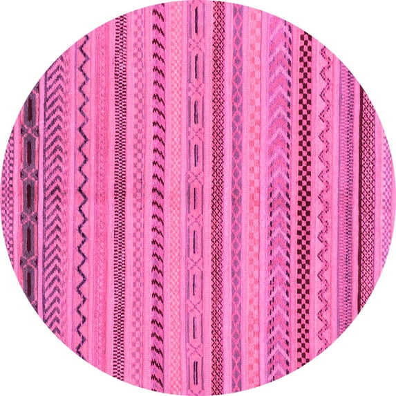 Ahgly Company Indoor Round Abstract Pink Modern Area Rugs, 5' Round