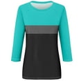 thumbnail image 4 of SEAOPEN Plus Size Tops for Women Color Block 3/4 Length Sleeve Womens T Shirts Raglan Sleeve Baseball Tees Comfort Crewneck Casual T-Shirts Blue,L, 4 of 5