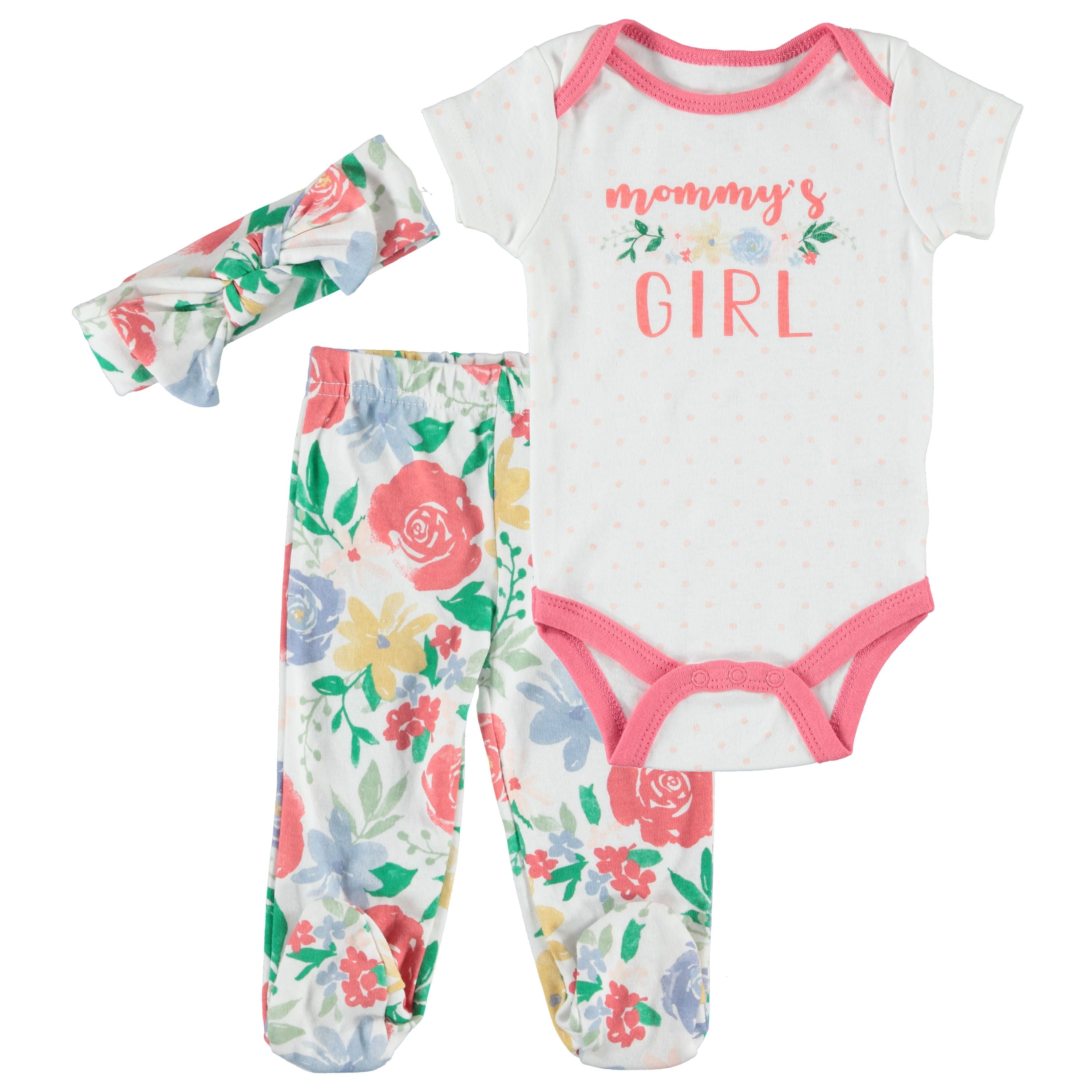 Chick Pea Baby Girl 3 PC Footed Pant Set, Sizes Newborn-9 Months ...