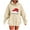 Beige, variant on Lorytime Christmas Fleece Hoodies for Women Santa Hat Print Sweatshirt Long Sleeve Pullover with Pocket Tops for Festive