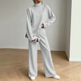 thumbnail image 2 of Yutgune Women's 2 Piece Sweatsuit Mock Neck Long Sleeve Sweatshirt Drawstring Wide Leg Pants Casual Lounge Set, 2 of 7