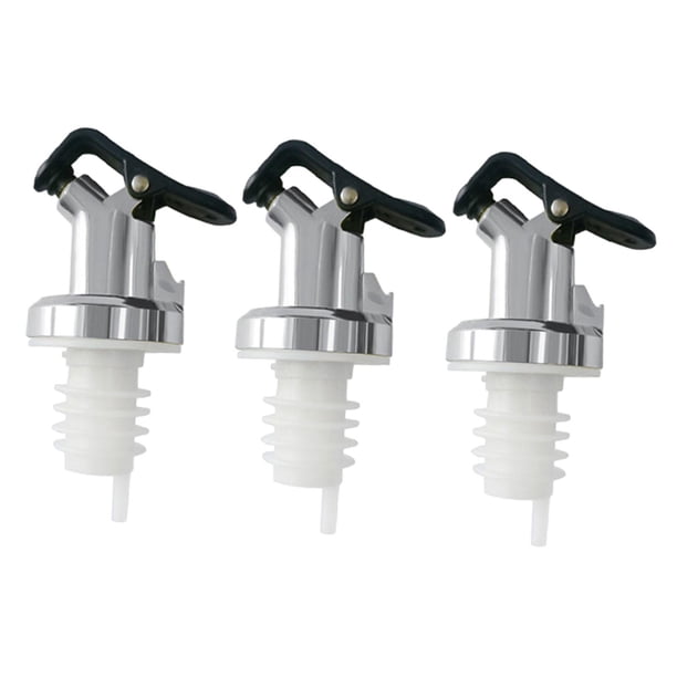 3 boquillas para verter licor, vino, botellas de licor, dispensador de aceite de oliva. Plata