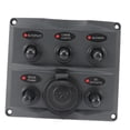 thumbnail image 1 of Almencla Waterproof 12-24V Car Boat Marine 5 Gang Toggle Switch Panel w/ Power Socket, 1 of 8